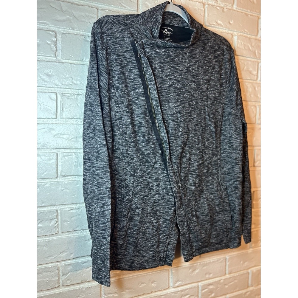 New GH Bass Woman Black Heather Diagonal Full Zip Sweatshirt Knitβ Jacket 2XL - Picture 7 of 8